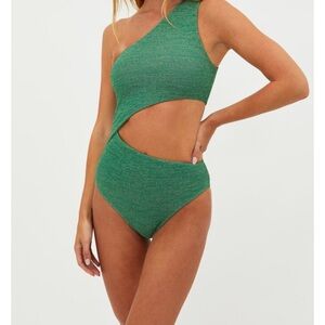 Beach Riot Emerald Asymmetrical Cutout Swimsuit